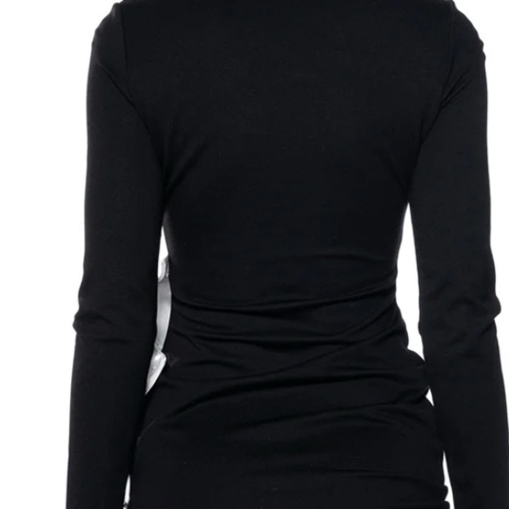 AKIRA Black Dress with White Floral Detail #86 - Picture 5 of 9